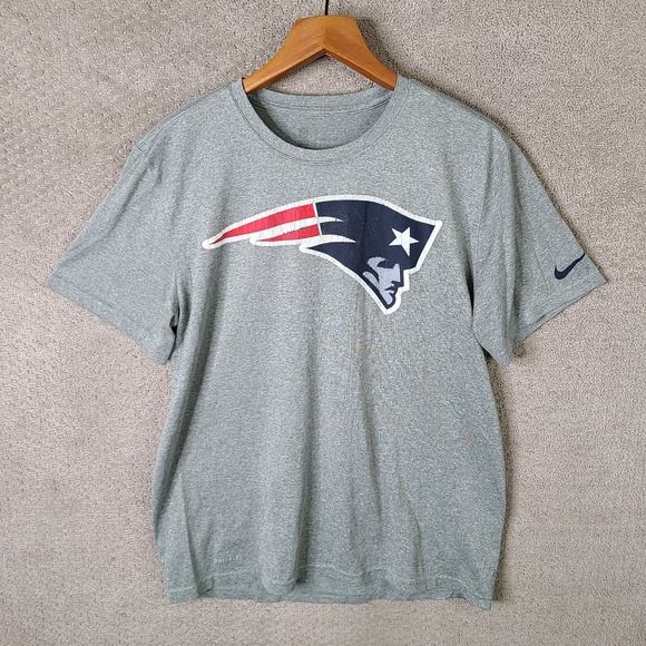 New England Patriots Shirt Men Large Gray Nike Dri Fit Team Apparel NFL Football - Picture 1 of 10